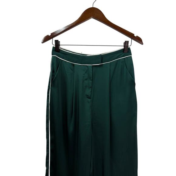 Lulus Sophisticated Step Emerald Satin Wide-Leg High-Rise Pants size Small NWT - Picture 3 of 8
